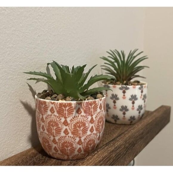 New 2 Pack Artificial Plants Small Cute Succulents in Ceramic Planters Fake - Picture 3 of 3